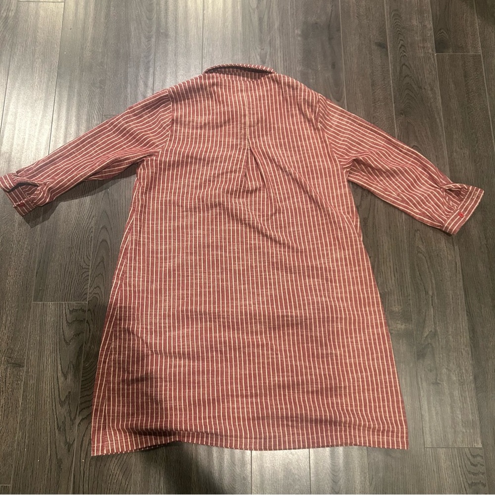 Striped Button-Up Dress with Collar - Picture 6 of 9
